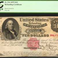 Fr. 214. 1879 $10 Refunding Certificate. PCGS Very Fine 25.
