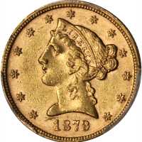 1879 Liberty Head Half Eagle. MS-61 (PCGS).