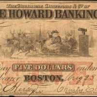 Boston, Massachusetts. Howard Banking Company. August 23, 1857. $5. Fine. Contemporary Counterfeit.