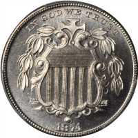 1874 Shield Nickel. Proof-66 (PCGS). CAC.