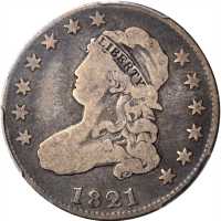 1821 Capped Bust Quarter. B-3. Rarity-3. VG-8 (PCGS).