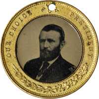 1868 Ulysses S. Grant. DeWitt-USG 1868-64. Ferrotype. Gilt brass. 27.7 mm. Choice About Uncirculated