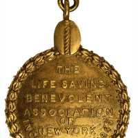 1920 Life Saving Benevolent Association of New York Award Medal. Gold. 26 mm x 40 mm. 17.2 grams. 14