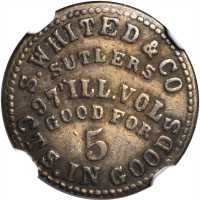 Illinois. 97th Illinois Volunteers. S. Whited & Co. Schenkman IL-97-5B. Rarity-6. Brass. 17 mm. EF-4