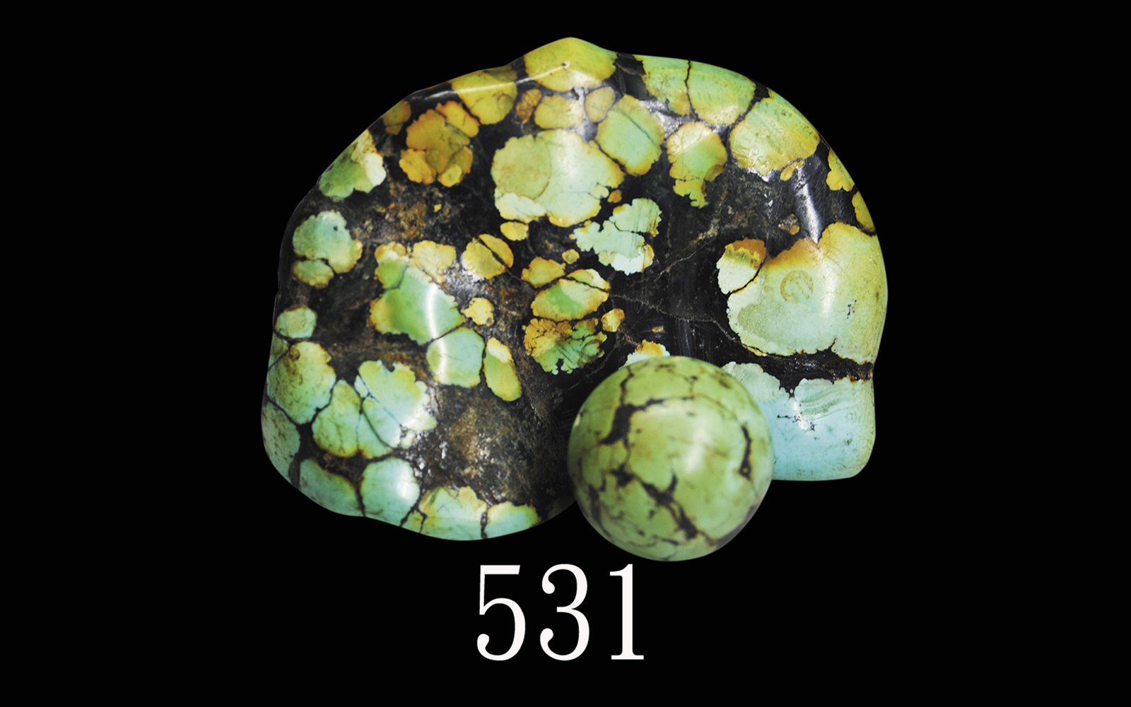 旧绿松石二件Turquoise Stones, 2pcs, 72x52mm & 24x24mm