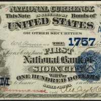 Sioux City, Iowa. $100 1882 Date Back. Fr. 566 (W-3560). The First NB. Charter #1757. PCGS Very Choi