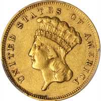 1855-S Three-Dollar Gold Piece. EF-40 (PCGS).