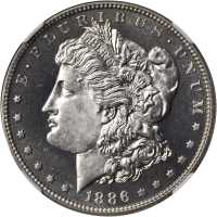 1886 Morgan Silver Dollar. Proof-66 Cameo (NGC).
