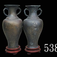 民国时期精刻祝婚罗汉花卉图白铜瓶一对Republic, a pair of White Bronze Wedding Blessing Vase, 173x75mm