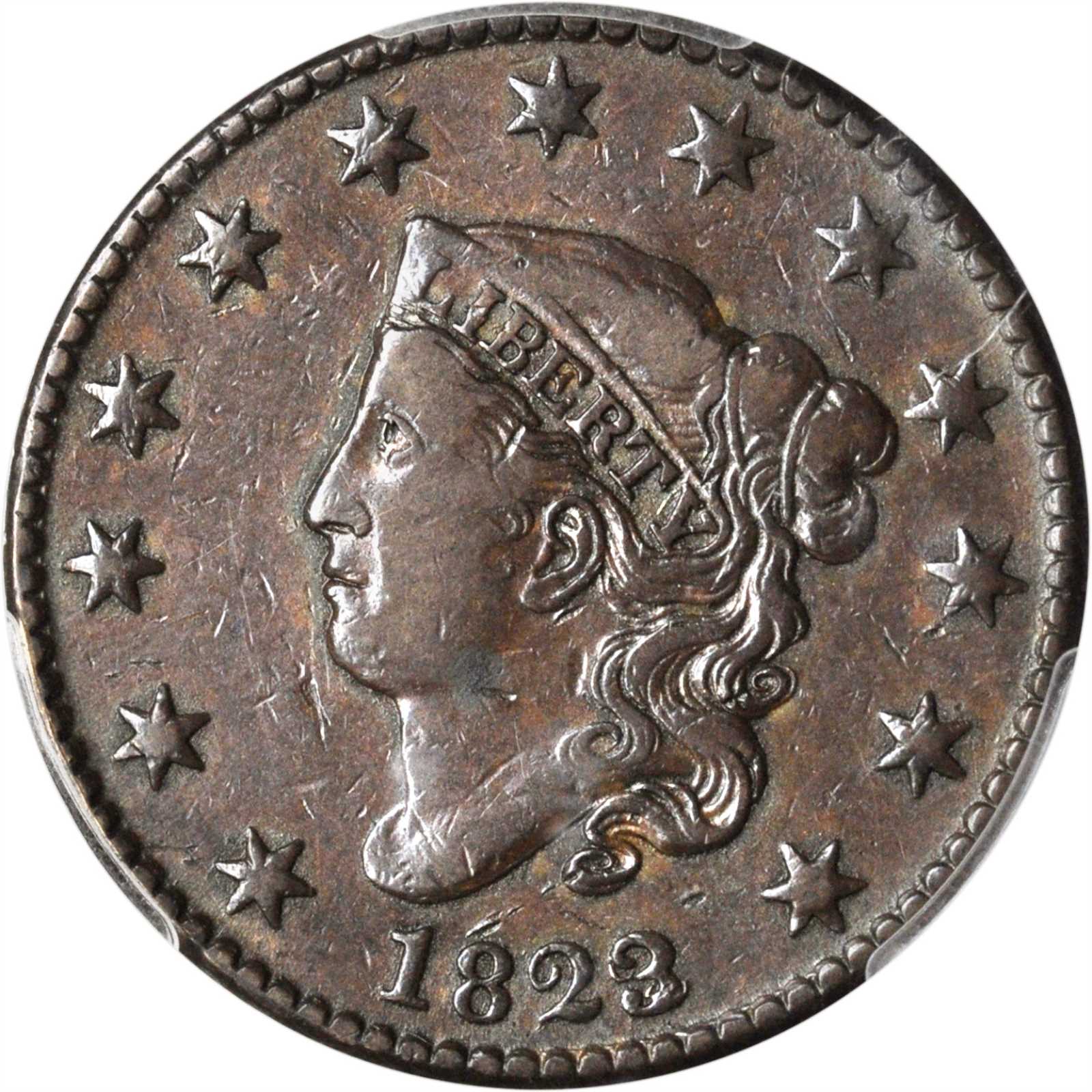 1823/2 Matron Head Cent. N-1. Rarity-2. VF Details--Damage (PCGS).