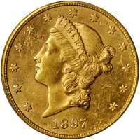 美国1897-S年20美元金币。