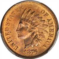 1876 Indian Cent. MS-65 RB (PCGS).