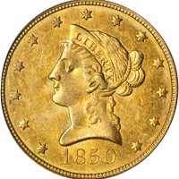 1850 Liberty Head Eagle. Large Date. MS-62 (PCGS). CAC.