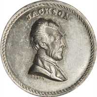 (Ca. 1867) Andrew Jackson / Stern Old Soldier token by J.A. Bolen. DeWitt AJACK-I, Musante JAB-27. W