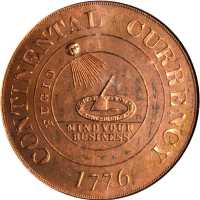 1776 (1961) Continental Dollar. Bashlow Restrike. Copper. 38 mm, 2.5 mm thick. HK-853a. Rarity-3. MS