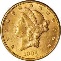 美国1904-S年20美元金币。