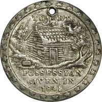 1840 William Henry Harrison. DeWitt-WHH 1840-1. White metal. 43.8 mm. Choice Very Fine.