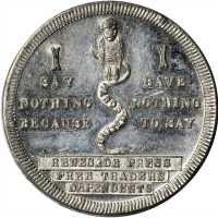 Nice quartet of white metal pieces for the 1884 Grover Cleveland campaign.