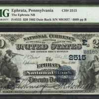 Ephrata, Pennsylvania. $20 1882 Date Back. Fr. 555. The Ephrata NB. Charter #2515. PMG Choice Very F