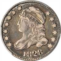 1828 Capped Bust Dime. JR-2. Rarity-3. Large Date, Curl Base 2. VF-30 (PCGS).