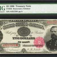 1890年2美元纸钞 PMG Gem Unc 66 EPQ