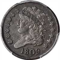 1809 Classic Head Half Cent. C-4. Rarity-3. Small o Inside 0. EF-40 (PCGS).