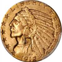 1912 Indian Half Eagle. MS-62 (PCGS).