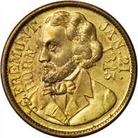 1856 John Freemont. DeWitt-JF 1856-14. Gilt brass. 22.2 mm. Mint State.