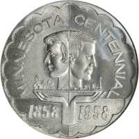 1958 Minnesota Statehood Centennial. Alexandria, Douglas County Dollar. Silver. 33 mm. HK-519. Rarit