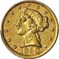 1850-C Liberty Head Half Eagle. AU-50 (PCGS).