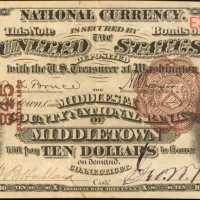 Middletown, Connecticut. $10 1882 Brown Back. Fr. 480. The Middlesex County NB. Charter #845. Choice