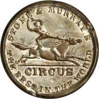 Connecticut, Bridgeport. (ca. 1868) Stone & Murrays Circus. Bowers CT-210. Silvered brass. 38 mm. Ab