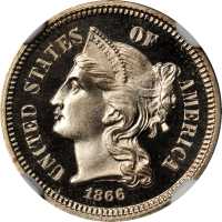 1866 Nickel Three-Cent Piece. Proof-67 * Ultra Cameo (NGC).