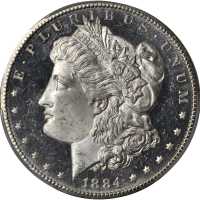 1884-CC Morgan Silver Dollar. MS-64+ DMPL (PCGS).