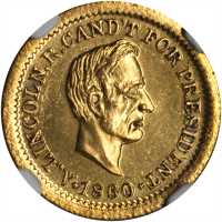 1860 Abraham Lincoln. DeWitt-AL 1860-75. Brass. 18 mm. MS-66 (NGC).