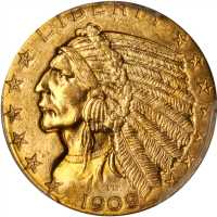1909 Indian Half Eagle. MS-63 (PCGS).