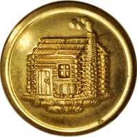Group of four brass clothing buttons for the 1840 William Henry Harrison campaign.