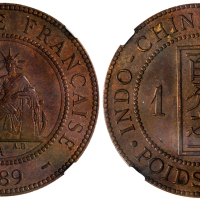 1889A法属安南1分，NGC MS63 BN