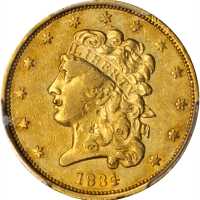1834 Classic Head Half Eagle. McCloskey-2. Second Head, Small Plain 4. AU Details--Damage (PCGS).