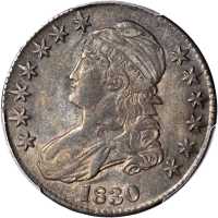 1830 Capped Bust Half Dollar. O-119. Rarity-1. Medium 0. AU-55 (PCGS).