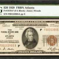 Fr. 1870-F. 1929 $20 Federal Reserve Bank Note. Atlanta. PMG About Uncirculated 55.