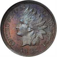 1886 Indian Cent. Type II Obverse. Proof-64 BN (NGC).