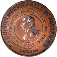 1856 James Buchanan. DeWitt-JB 1856-5. Musante GW-156. Bronzed copper. 46 mm. MS-64 BN (NGC).