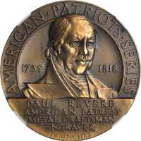 (Circa 1950) American Commemorative Society. Paul Revere Dollar. Bronze. 38 mm. HK-506. Rarity-5. MS