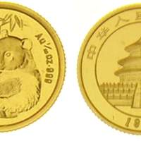 1995年熊猫纪念金币1/20盎司 近未流通