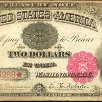 Fr. 355. 1890 $2 Treasury Note. Very Fine.