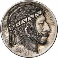 1914 Man with Beard, Headband and Ponytail. Host coin Extremely Fine.