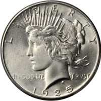 1925 Peace Silver Dollar. MS-66 (PCGS). Gold Shield Holder.