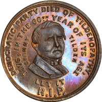 1876 Samuel J. Tilden. DeWitt-SJT 1876-6. Copper. 31.3 mm. Choice Mint State.