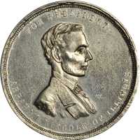 1860 Abraham Lincoln. DeWitt-AL 1860-20. Nickel. 38.4 mm. About Uncirculated, lightly polished.